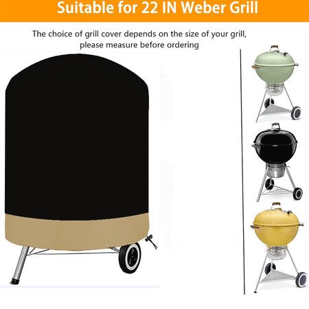 22 Inch Charcoal Grill Cover for 22 inch Weber Grill, Kettle BBQ Gas Grill Cover for All Season 58x 58 x 77 cm