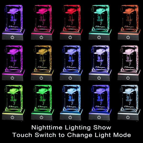 LED Colorful Light Change Base, Touch Switch Display Pedestals Multicolor Show for 3D Crystal Glass Acrylic, Flat Surface