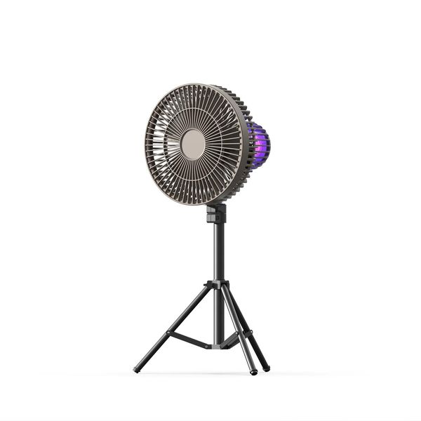 Portable Camping Fan with Mosquito Repellent Lamp And Retractable Tripod 8000mAh Outdoor Rechargeable Floor Fan Camping Supplies