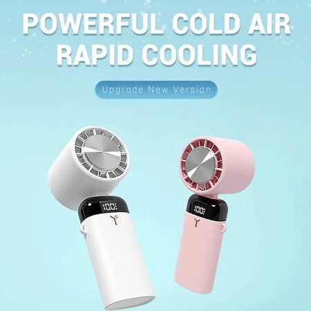 3600mAh Mini Handheld Fan Portable Semiconductor Refrigeration Cooling Desktop Fan Folding Small Handy Electric Fan for Outdoor Color White