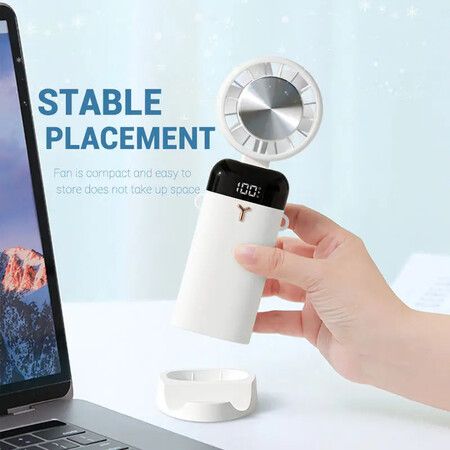 3600mAh Mini Handheld Fan Portable Semiconductor Refrigeration Cooling Desktop Fan Folding Small Handy Electric Fan for Outdoor Color White