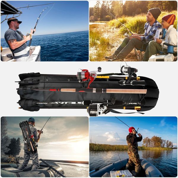 Fishing Rod Bag,Fishing Rod Case Bag with Durable Folding Oxford Fabric,Portable Fishing Bag Fish Rod Storage Bag Fishing Pole Case Bag for Men Fishing Gifts