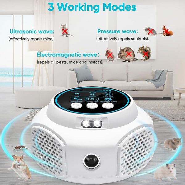 Ultrasonic Mouse Repellent 4-in-1 Ultrasonic 360-degree for Indoor Outdoor Insect ,Ant Bat, Mice,Squirrel Repeller