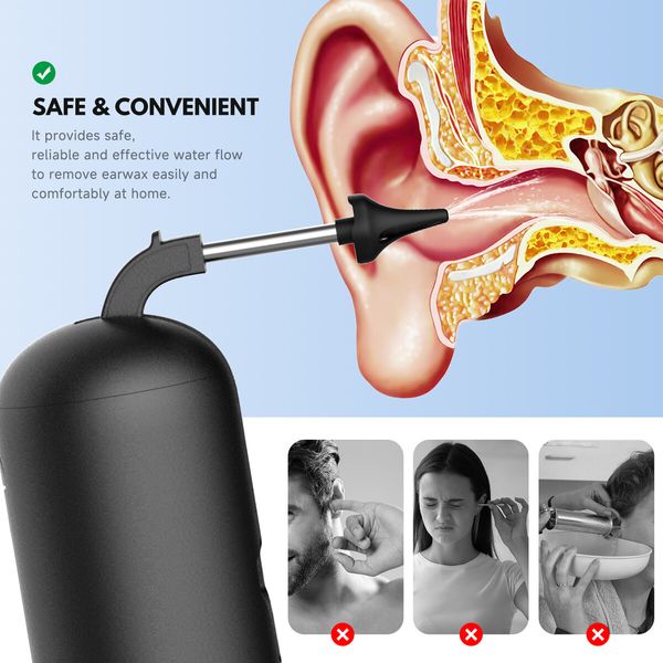 Ear Wax Remover Electric Cleaner Earwax Removal Kit Irrigation Flusher Spray Automatic Cleaning Tool Smart Washer Basin 220ml Water Tank