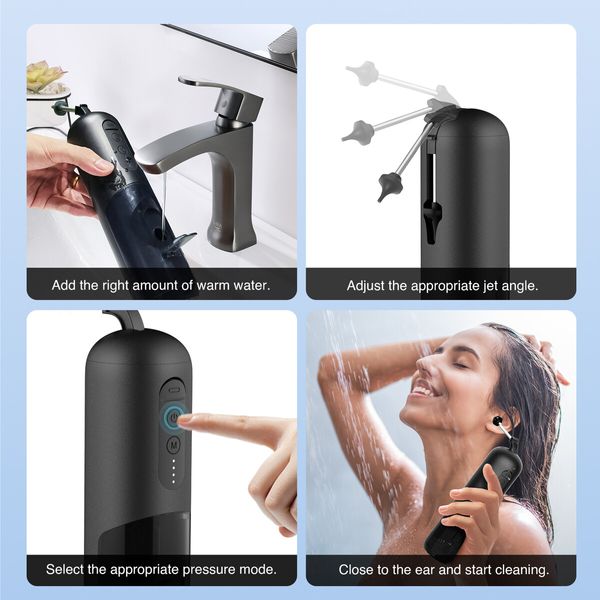 Ear Wax Remover Electric Cleaner Earwax Removal Kit Irrigation Flusher Spray Automatic Cleaning Tool Smart Washer Basin 220ml Water Tank