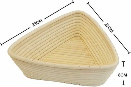 23*23*8CM Triangle Bread Proofing Basket, Handmade Banneton Bread Proofing Basket Brotform with Proofing Cloth Liner for Sourdough Bread, Baking