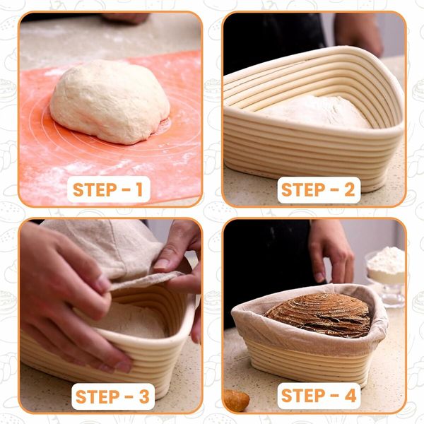 16*16*6CM Triangle Bread Proofing Basket, Handmade Banneton Bread Proofing Basket Brotform with Proofing Cloth Liner for Sourdough Bread, Baking