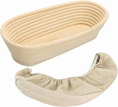 30*14*7CM Oval Bread Proofing Basket, Handmade Banneton Bread Proofing Basket Brotform with Proofing Cloth Liner for Sourdough Bread, Baking