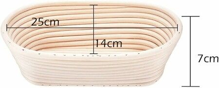 25*15*8CM Oval Bread Proofing Basket, Handmade Banneton Bread Proofing Basket Brotform with Proofing Cloth Liner for Sourdough Bread, Baking