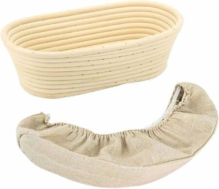 25*15*8CM Oval Bread Proofing Basket, Handmade Banneton Bread Proofing Basket Brotform with Proofing Cloth Liner for Sourdough Bread, Baking