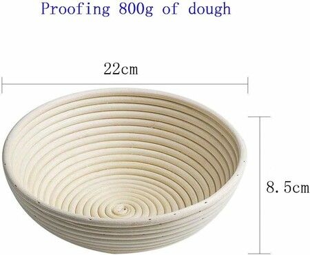 22*8.5CM Circle Bread Proofing Basket, Handmade Banneton Bread Proofing Basket Brotform with Proofing Cloth Liner for Sourdough Bread, Baking