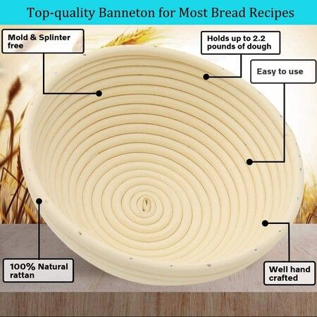 26*9CM Bread Banneton Proofing Basket Set - Bread Making Tools and Supplies Kit - Proving Basket for Sourdough Bread Making