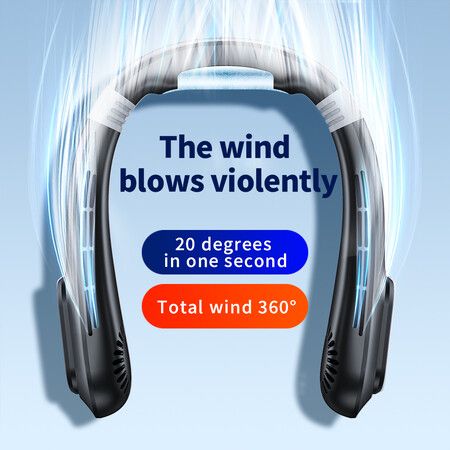 Bladeless Hanging Neck Fan Led Digital Display 3000Mah Portable Fan Type-C Usb Charging 3-Speed Wind Mute 5V 2.5W For Summer Color White