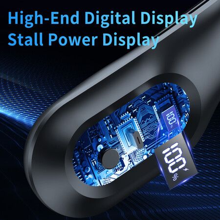 Bladeless Hanging Neck Fan Led Digital Display 3000Mah Portable Fan Type-C Usb Charging 3-Speed Wind Mute 5V 2.5W For Summer Color Black