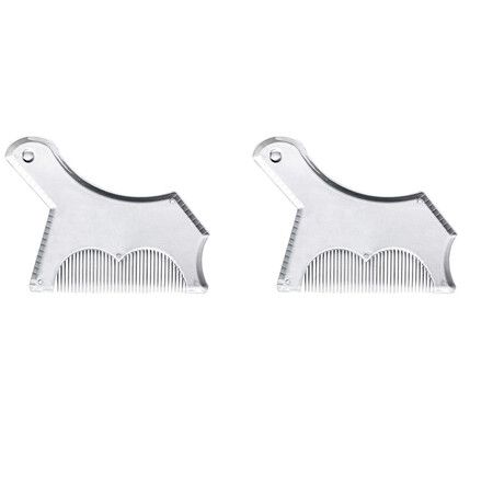 2Pcs Beard Styling Comb and Template 2 in 1 Beard Shaper Transparent Beard Shaping Tool for Mens Beard Line Trimming