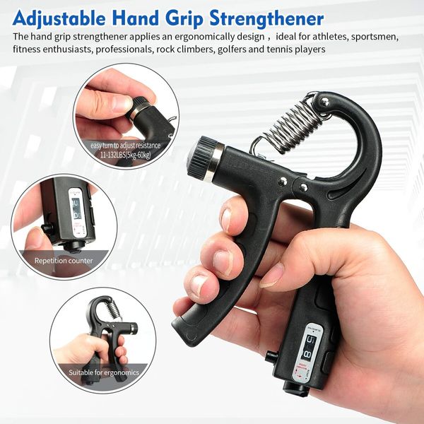 7 Pcs Hand Grip Strengthener Kit Adjustable Grip Strength Trainer Forearm Workout Trainer, Finger & Hand Strength Exerciser