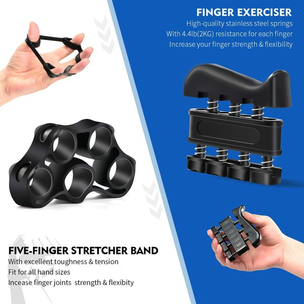 7 Pcs Hand Grip Strengthener Kit Adjustable Grip Strength Trainer Forearm Workout Trainer, Finger & Hand Strength Exerciser