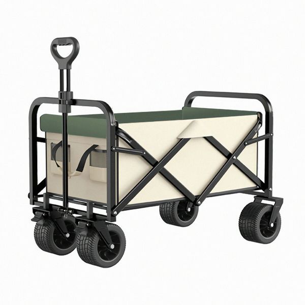 Garden Beach Cart Wagon Foldable Utility Shopping Trolley Trailer Outdoor Picnic Camping Sports Market Barrow Luggage Grocery Collapsible 150kg