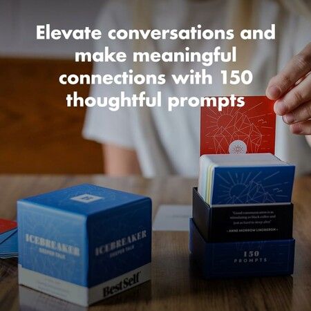 BestSelf Icebreaker Deeper Talk Deck - Conversation Starter Card Pack to Deepen Friendships with 150 Prompts