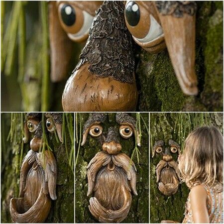 Outdoor Tree Faces, Tree Art, Outdoor Tree Decorations, Tree Faces, Unique Bird Feeders for Outdoor and Indoor, Face for Tree Trunk