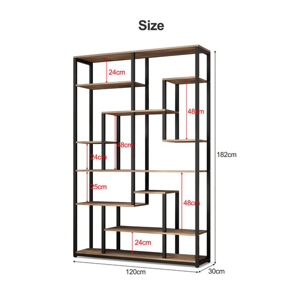 Bookshelf Display 7 Tier Shelf CD DVD Photo Storage Media Rack Plant Holder Metal Shelving Black