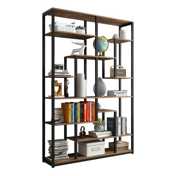 Bookshelf Display 7 Tier Shelf CD DVD Photo Storage Media Rack Plant Holder Metal Shelving Black