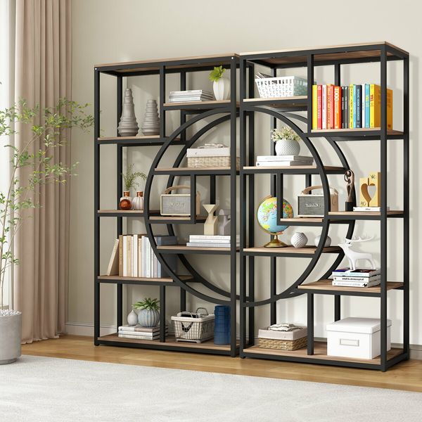 Bookshelf Display Tier Shelf CD DVD Photo Storage Media Rack Plant Ornament Holder Metal Shelving Black Room