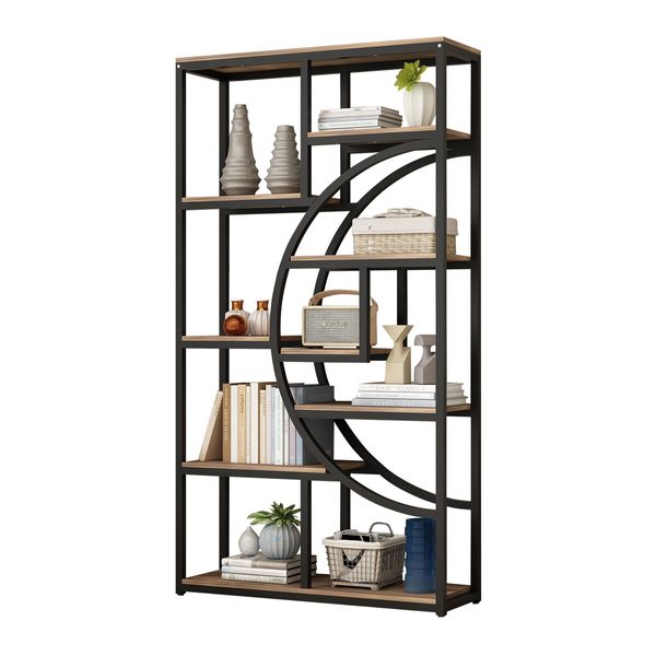 Bookshelf Display Tier Shelf CD DVD Photo Storage Media Rack Plant Ornament Holder Metal Shelving Black Room