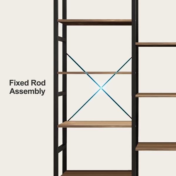 Bookshelf Display Tier Shelf CD DVD Photo Storage Media Rack Plant Ornament Holder Metal Shelving Black Room