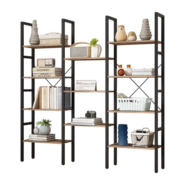 Bookshelf Display Tier Shelf CD DVD Photo Storage Media Rack Plant Ornament Holder Metal Shelving Black Room