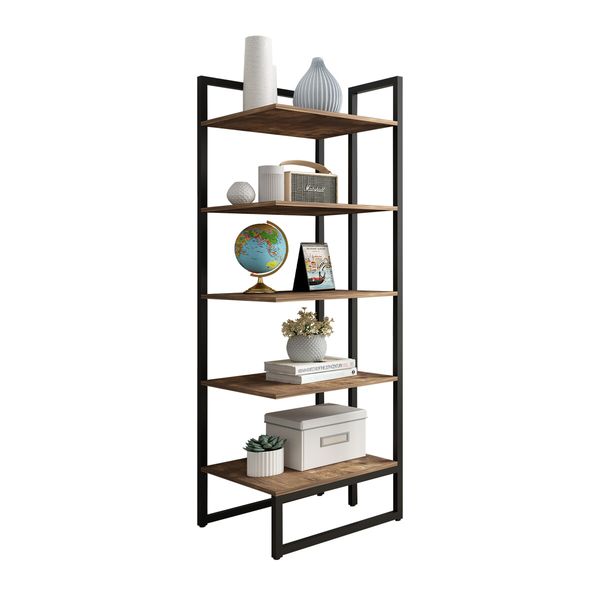 Bookshelf Display 6 Tier Shelf S Shape CD DVD Photo Storage Media Rack Plant Ornament Holder Metal Shelving Room