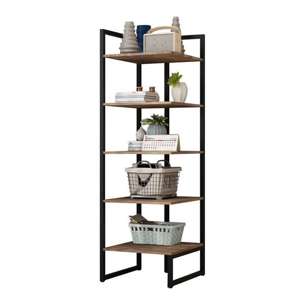 Bookshelf Display 6 Tier Shelf S Shape CD DVD Photo Storage Media Rack Plant Ornament Holder Metal Shelving Room