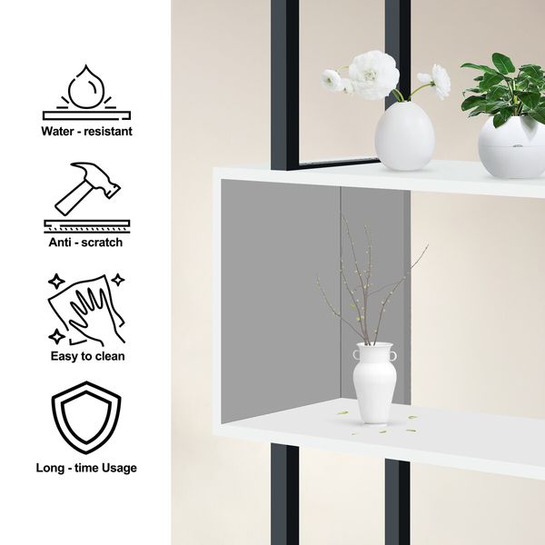 Bookshelf Display 5 Tier Shelf S Shape CD DVD Photo Storage Media Rack Plant Ornament Holder Metal Shelving Black Room