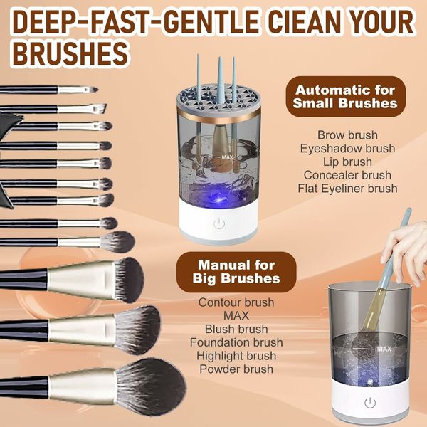 Electric Makeup Brush Cleaner,Brushly Pro Cosmetic Brush Cleaner,Makeup Brush Cleaner Machine,Automatic Electric Makeup Brush Cleaner,Fits all size makeup brushes,Great gift for wife,Girlfriend