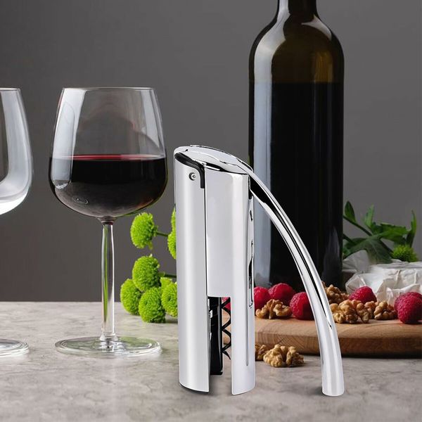 Stainless Steel Wine Opener Compact Vertical Lever Corkscrew with Built in Foil Cutter