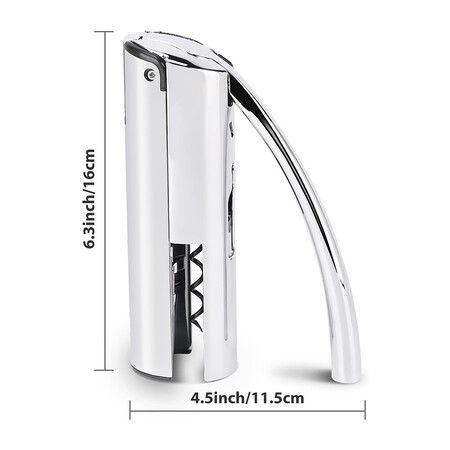 Stainless Steel Wine Opener Compact Vertical Lever Corkscrew with Built in Foil Cutter