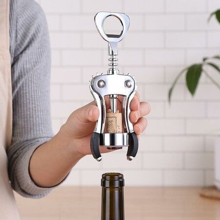 Wine Opener, Zinc Alloy Premium Wing Corkscrew Wine Bottle Opener with Multifunctional Bottles Opener