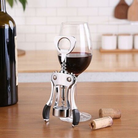 Wine Opener, Zinc Alloy Premium Wing Corkscrew Wine Bottle Opener with Multifunctional Bottles Opener