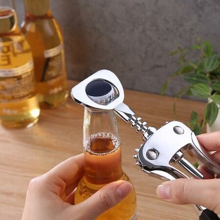 Wine Opener, Zinc Alloy Premium Wing Corkscrew Wine Bottle Opener with Multifunctional Bottles Opener