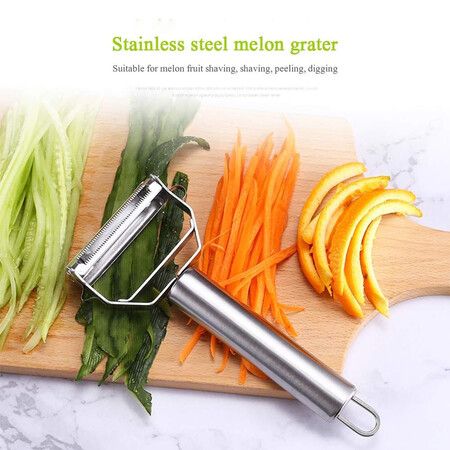 Vegetable Peeler, Stainless Steel 2 in 1 Julienne Vegetable Peeler Perfect for Carrot Potato Melon Gadget Vegetable Fruit