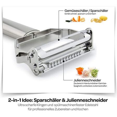 Vegetable Peeler, Stainless Steel 2 in 1 Julienne Vegetable Peeler Perfect for Carrot Potato Melon Gadget Vegetable Fruit