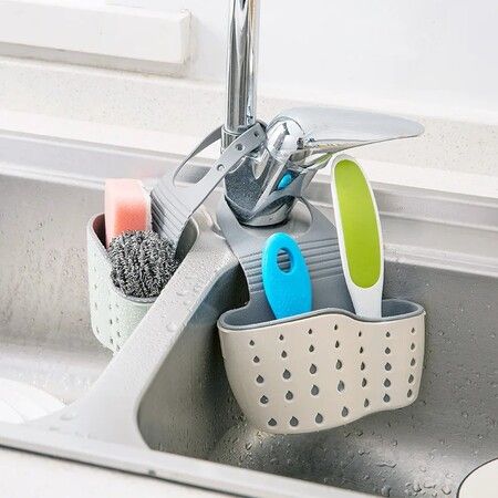 Portable Soap Sponge Drain Rack, Sink Shelf, Dish Drainer, Hanging Drain Basket, Kitchen Gadget, Kitchen Organizer Accessory