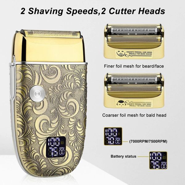 Electric Razor,Double Foil,Foil Shavers for Men,2 Speeds,Electric Shavers for Men,Beard Trimmer with 2 Foil,Cordless Barber Shaver Beard Trimmer,Barber Supplies Gifts for him