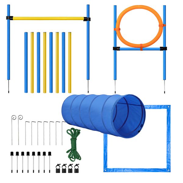 Dog Agility Equipment 5 Set Pet Pet Scene Puppy Training Kit Jump Hurdle Tunnel Poles Pause Box Hoop Obstacle