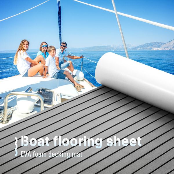 Marine Carpet Boat Flooring Decking Sheet EVA Foam Matting Non Slip Mat Covering Yacht Pad Dark Grey 240 x 120cm