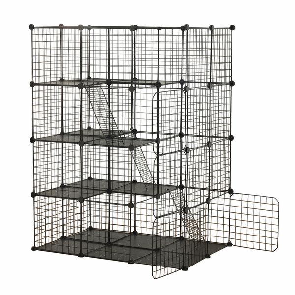 4 Tier Cat Cage Enclosure Crate XL DIY Rabbit Bunny Ferret Hutch House Cattery Kitty Kitten Fence Kennel Playpen Pen Habitat Platforms Ramps