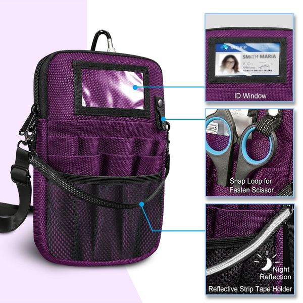 Nurse Fanny Pack with Tape Holder,Multi Compartment Medical Gear Pocket Belt Bag Nursing Organizer Pouch,Utility Waist Pack (Purple)