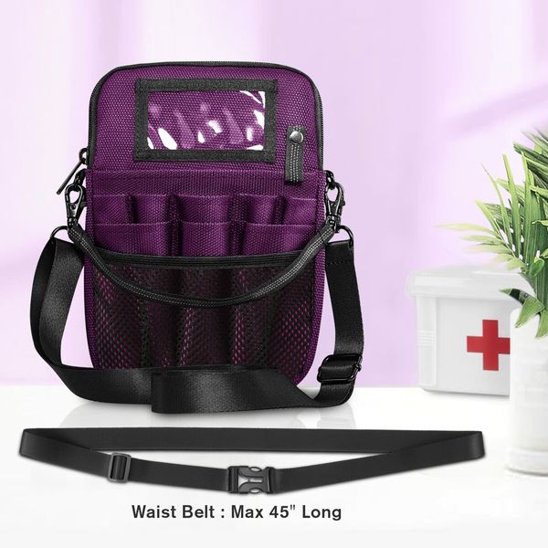 Nurse Fanny Pack with Tape Holder,Multi Compartment Medical Gear Pocket Belt Bag Nursing Organizer Pouch,Utility Waist Pack (Purple)