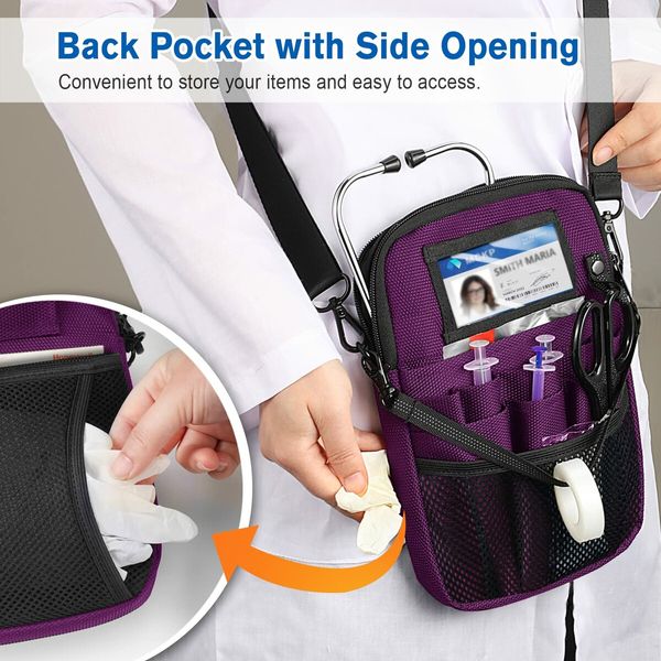 Nurse Fanny Pack with Tape Holder,Multi Compartment Medical Gear Pocket Belt Bag Nursing Organizer Pouch,Utility Waist Pack (Purple)