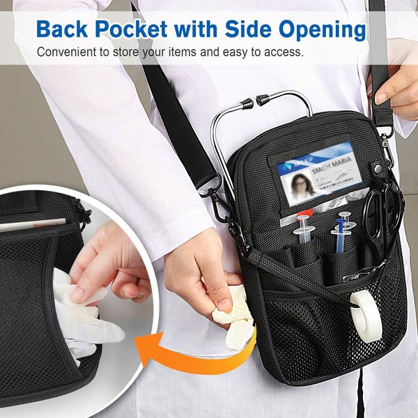 Nurse Fanny Pack with Tape Holder,Multi Compartment Medical Gear Pocket Belt Bag Nursing Organizer Pouch,Utility Waist Pack for Stethoscopes,Bandage Scissors Other Medical Supplies (Black)